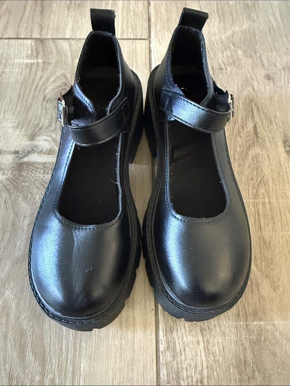 Women’s Black Platform Mary Jane Shoes with Buckle Strap